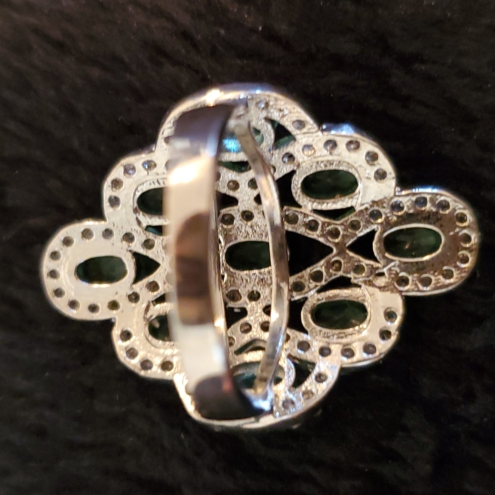 Sterling Silver Large Blue Topaz Ring 7 - Picture 2 of 7